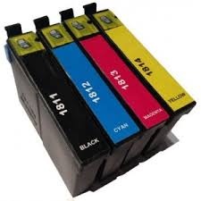 Tonery Náplně Epson T1816, kompatibilné kazety (čierna, azúrová, purpurová, žltá) s čipom