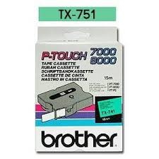 Páska do tlačiarne štítkov Brother TX-751, 24mm, čierny / zelený, o