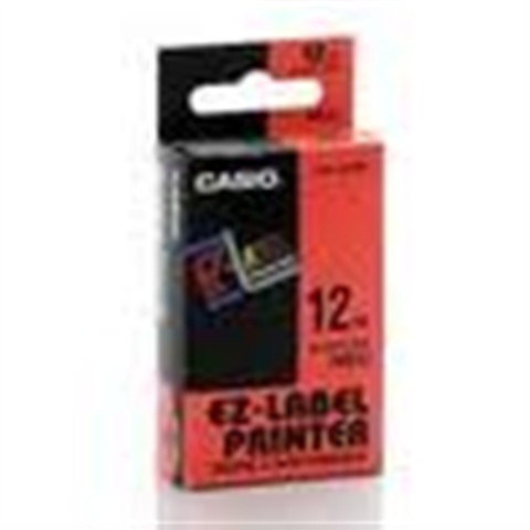 Páska Casio XR-12RD1 (Čierny tlač / červený podklad) (12mm)