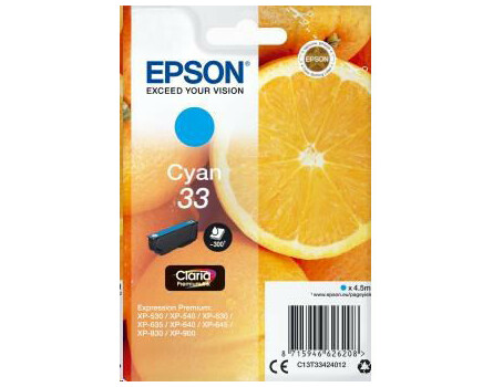 Zásobník Epson 33, C13T33424012 - originálny (Azúrová)
