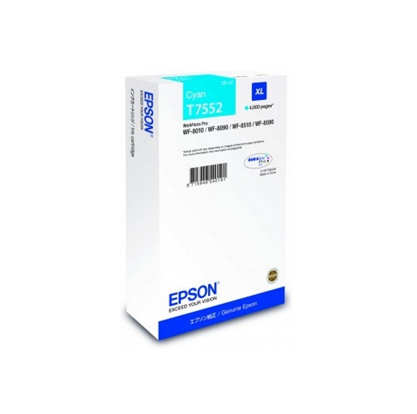 Cartridge Epson T7552 (XL), C13T755240 - originálny (Azúrová)