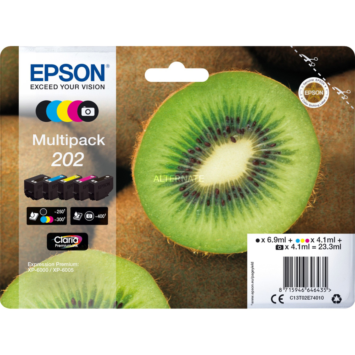 Cartridge Epson 202, C13T02E74010 - originálny (2x Čierna + 3x Farby)