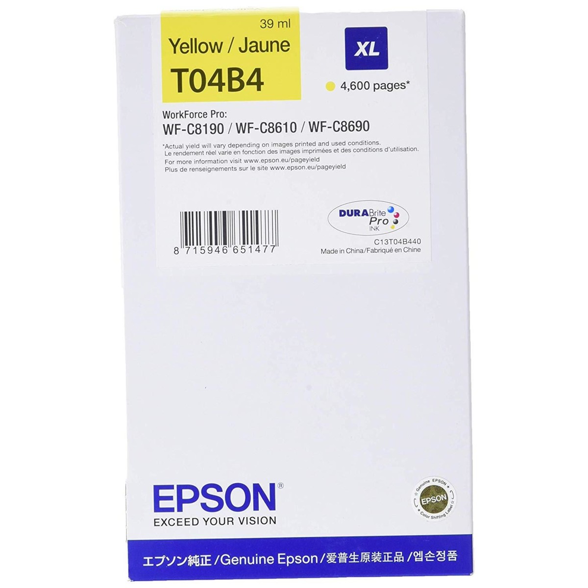 Cartridge Epson T04B4, C13T04B440 (XL) - originálny (Žltá)