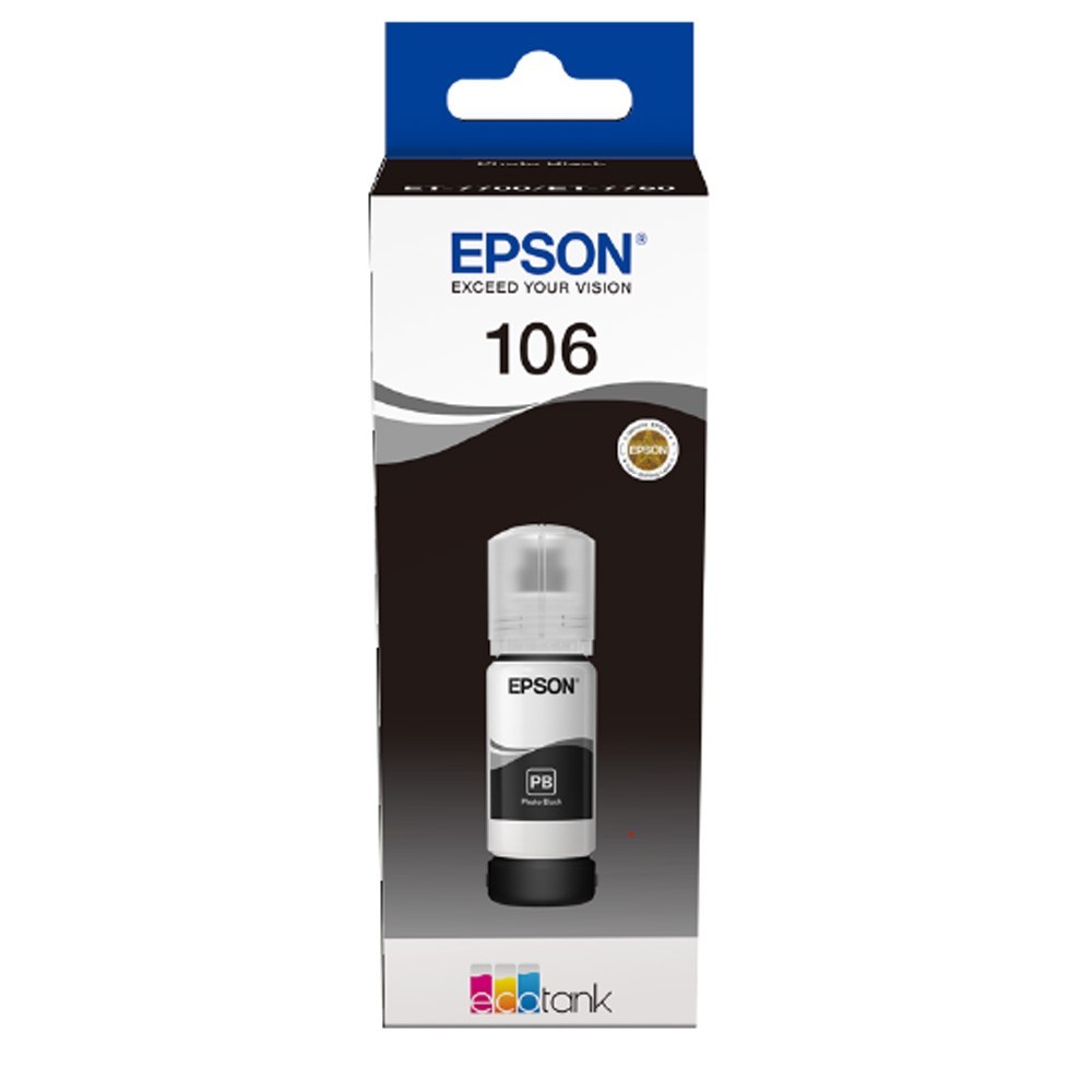 Epson 106, C13T00R140, fľaša s atramentom - originálny (Foto černá)