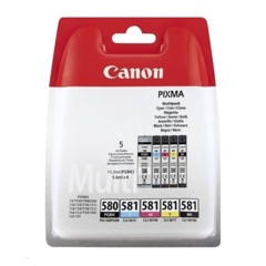 Cartridge Canon PGI-580 PGBk, CLI-581 C/M/Y/Bk, 2078C005 - originálny (2x Čierna + 3x Farby)