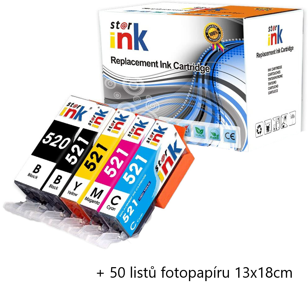E-shop Starink kompatibilní cartridge Canon PGI-520PGBK + CLI-521 C/M/Y/BK (2x Čierna + 3x Farby)