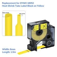 Tonery Náplně Kompatibilní páska s Dymo 18052, S0718270, 6mm x 1,5m , černý tisk / žlutý podklad, RHINO - Trubice