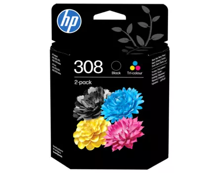 HP 308 Černá/Tříbarevná originální inkoustová kazeta 2-pack