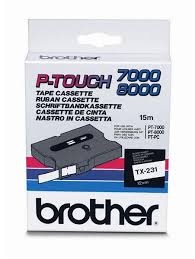 Páska do tlačiarne štítkov Brother TX-231, 12mm, čierny / biely, O
