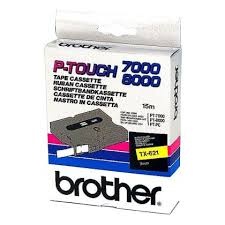 E-shop Brother TX-621, 9mm, čierny tlač / žltý podklad, O