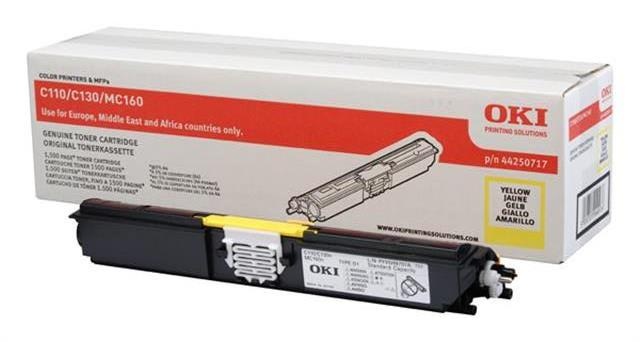 Oki Toner OKI C110 / 130n, yellow, 44250717, 1500s, O - originál