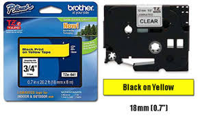 E-shop Brother TX-641, 18mm, čierny tlač / žltý podklad, O