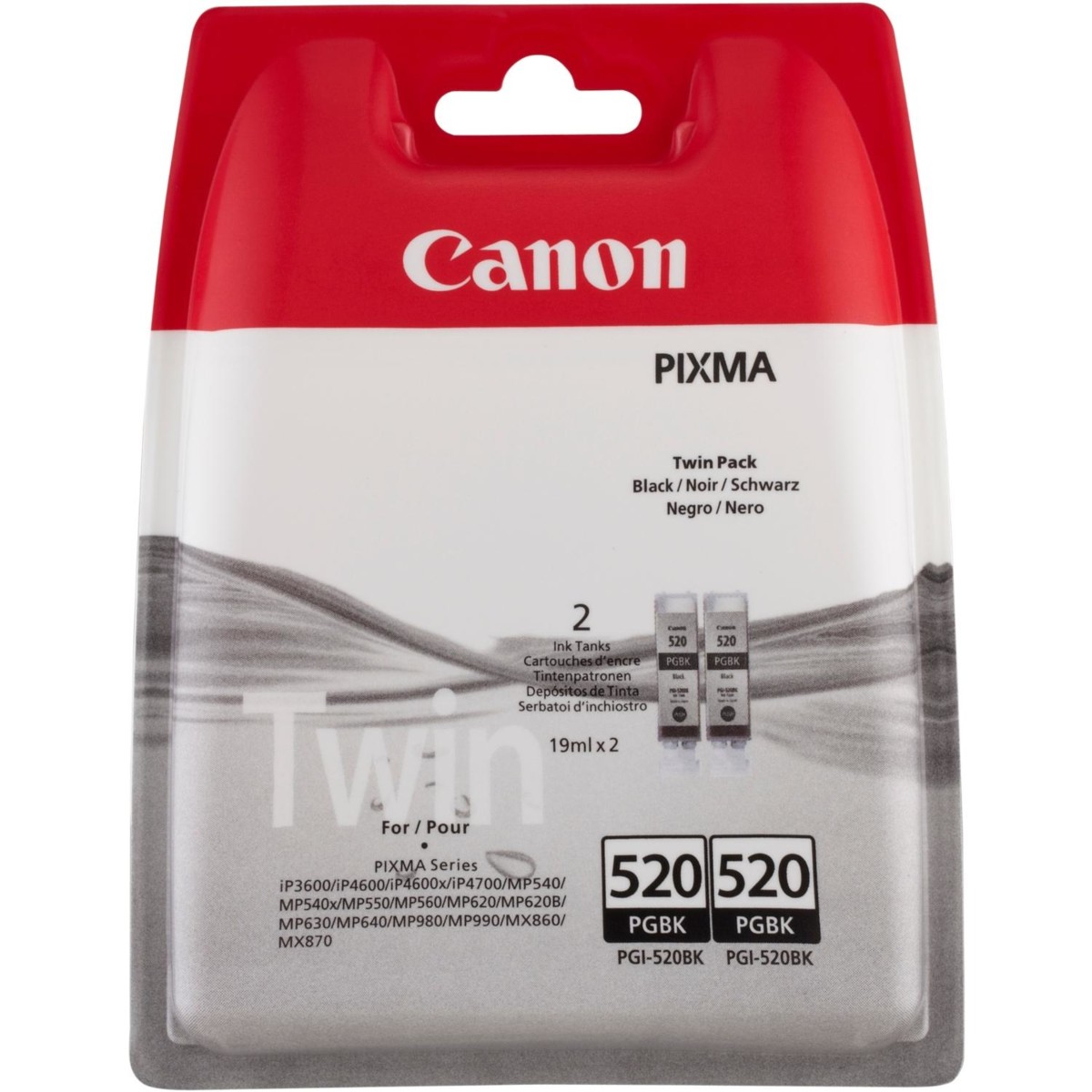 Cartridge Canon PGI-520PGBk, 2932B009, Twin-Pack - originálny (2x Pigmentová čierna)