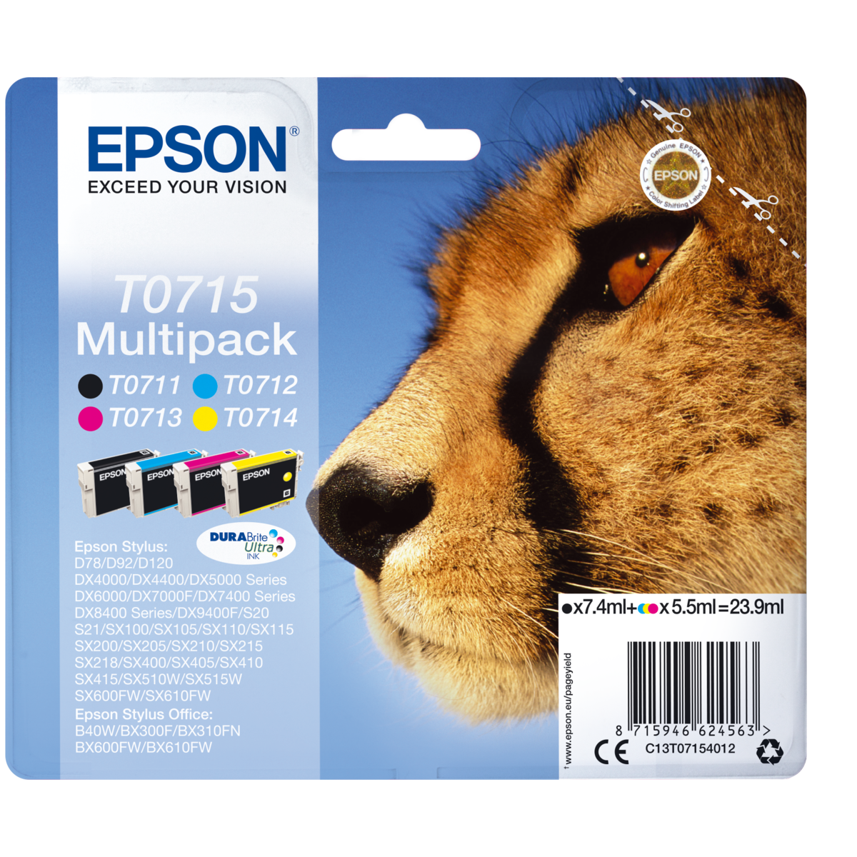 Epson T0715, sada všetkých farieb originálne