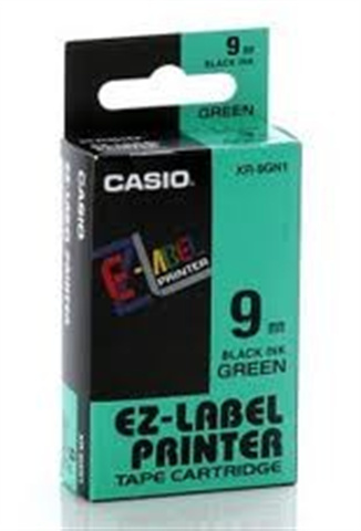 Páska Casio XR-9GN1 (Čierny tlač / zelený podklad) (9mm)