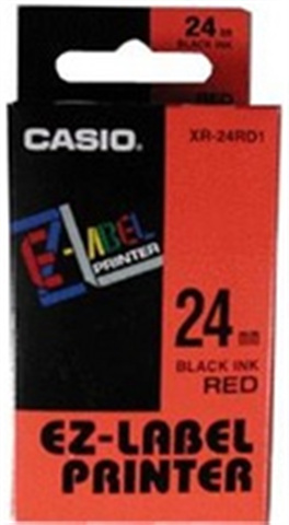 Páska Casio XR-24RD1 (Čierny tlač / červený podklad) (24mm)