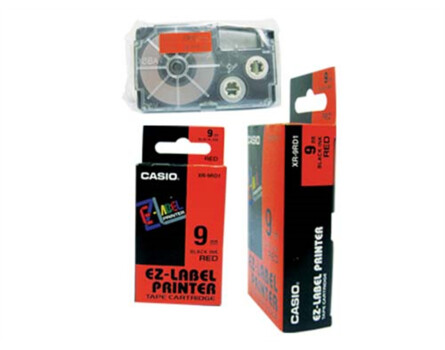 Páska Casio XR-9RD1 (Čierny tlač / červený podklad) (9mm)