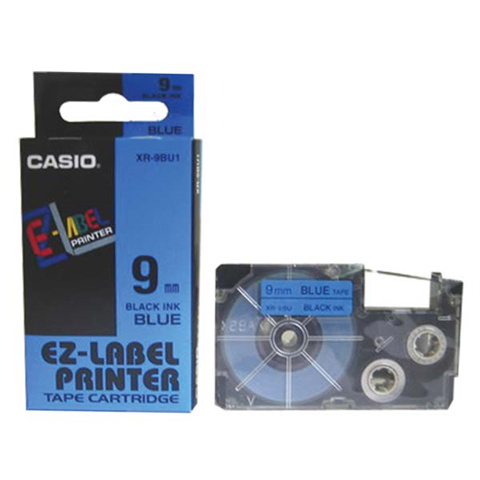Páska Casio XR-9BU1 (Čierny tlač / modrý podklad) (9mm)