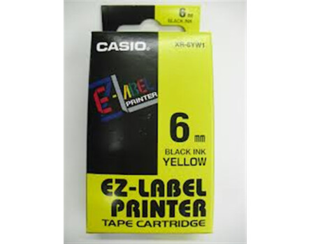 Páska Casio XR-6YW1 (Čierny tlač / žltý podklad) (6mm)