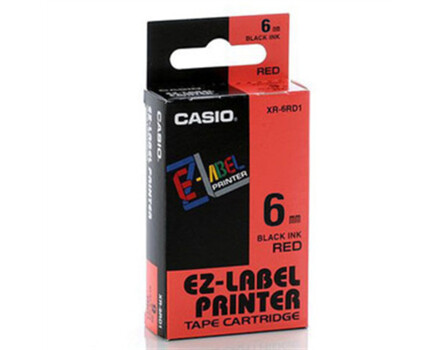 Páska Casio XR-6RD1 (Čierny tlač / červený podklad) (6mm)