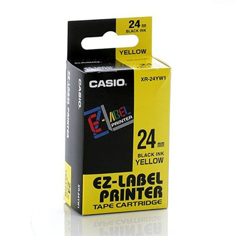 Páska Casio XR-24YW1 (Čierny tlač / žltý podklad) (24mm)