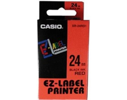 Páska Casio XR-24RD1 (Čierny tlač / červený podklad) (24mm)