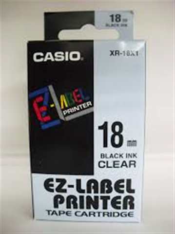 Páska Casio XR-18x1 (Čierny tlač / priesvitný podklad) (18mm)