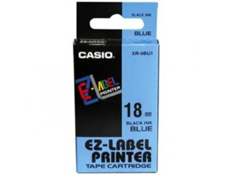 Páska Casio XR-18BU1 (Čierny tlač / modrý podklad) (18mm)
