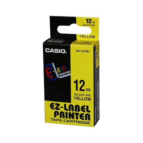 Páska Casio XR-12YW1 (Čierny tlač / žltý podklad) (12mm)