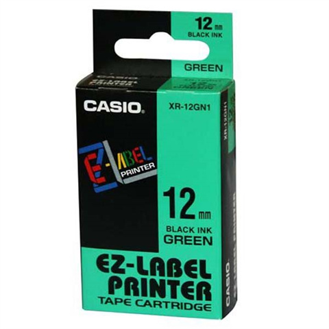 E-shop Páska Casio XR-12GN1 (Čierny tlač / zelený podklad) (12mm)